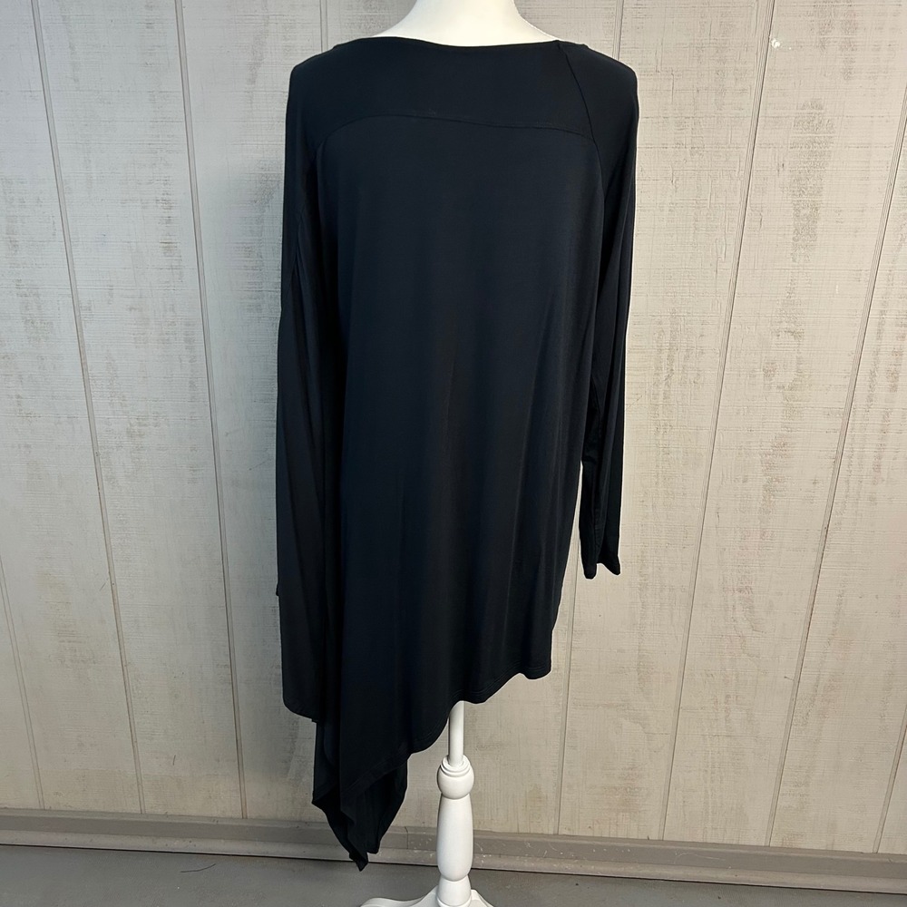 Roamans Women Whimsigoth Asymmetric Hem Tunic Top Sz M Long Sleeve‎ Black Witchy - Picture 2 of 7